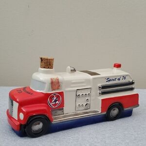 Royal Halburton Blue and White Fire Truck Liquor Decanter